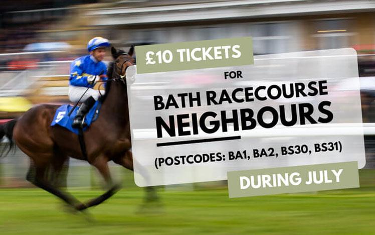 Promotional banner showcasing a ticket offer for Bath Racecourse neighbours.