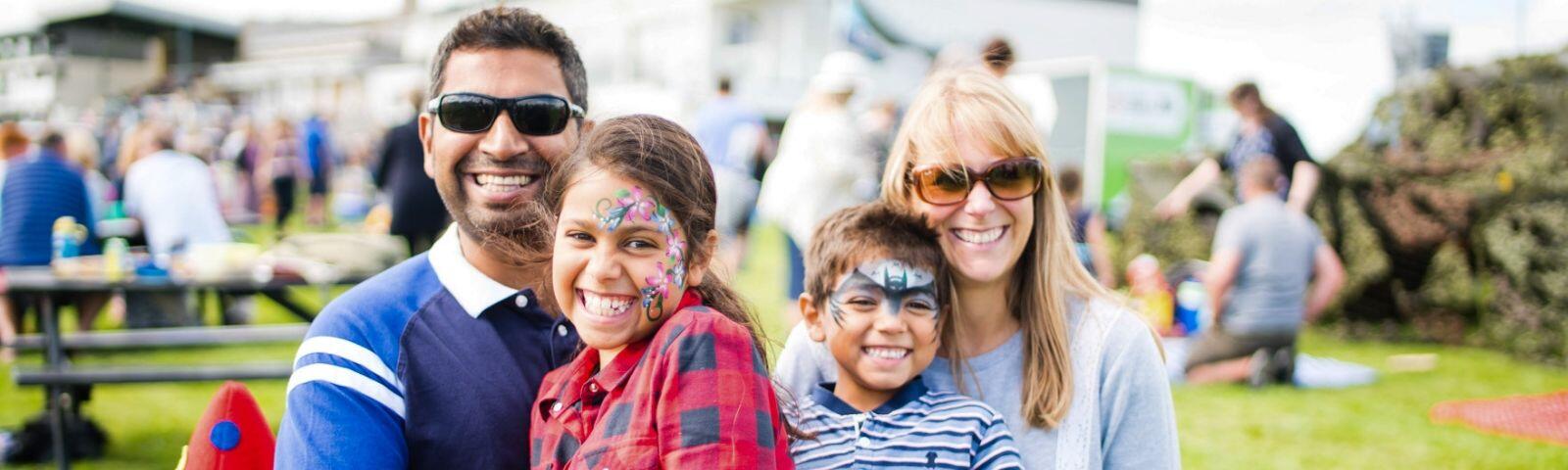 Family enjoying the racing